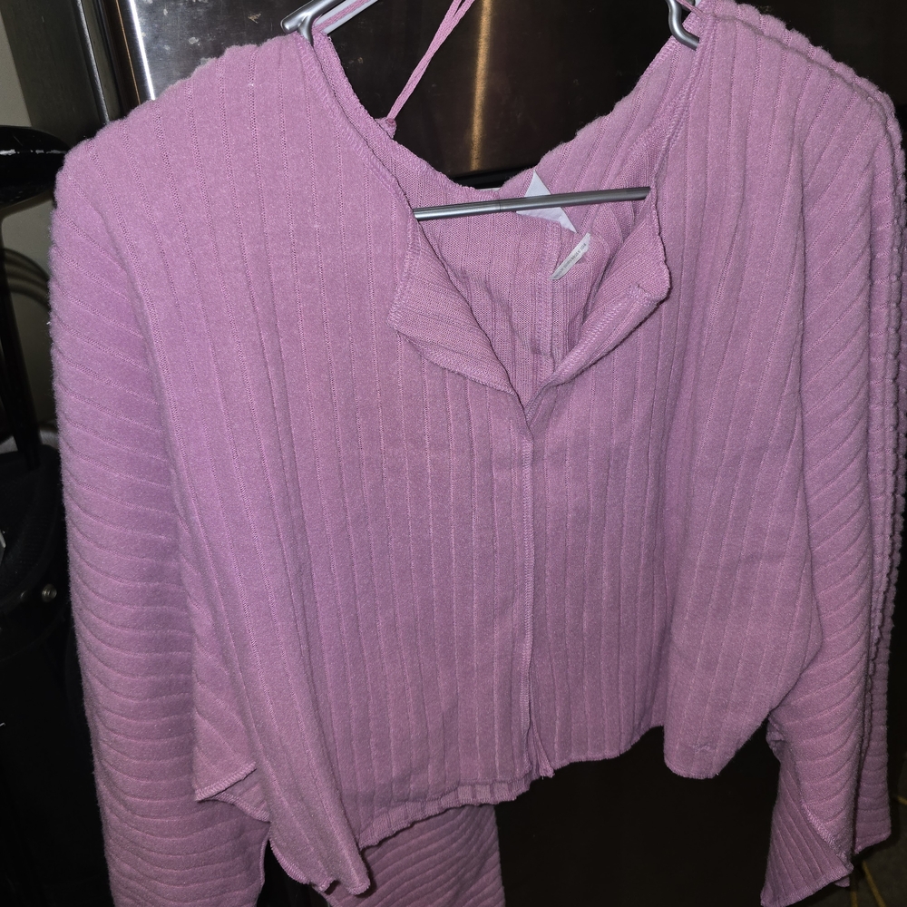 Pink Ribbed Cardigan